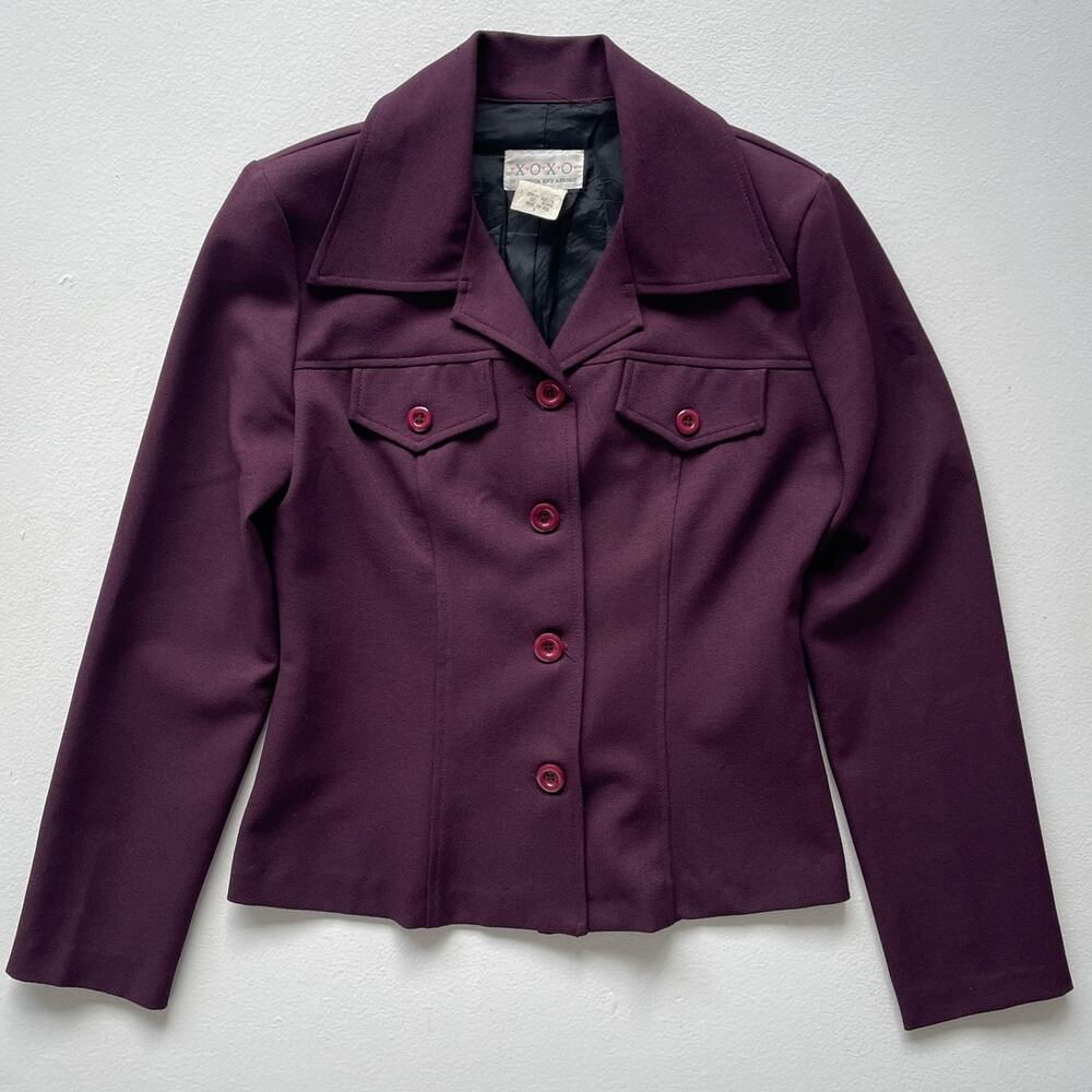 Vtg 90s Plum Tailored Blazer Office Siren / Sz S / XOXO Collared Button Up Alt